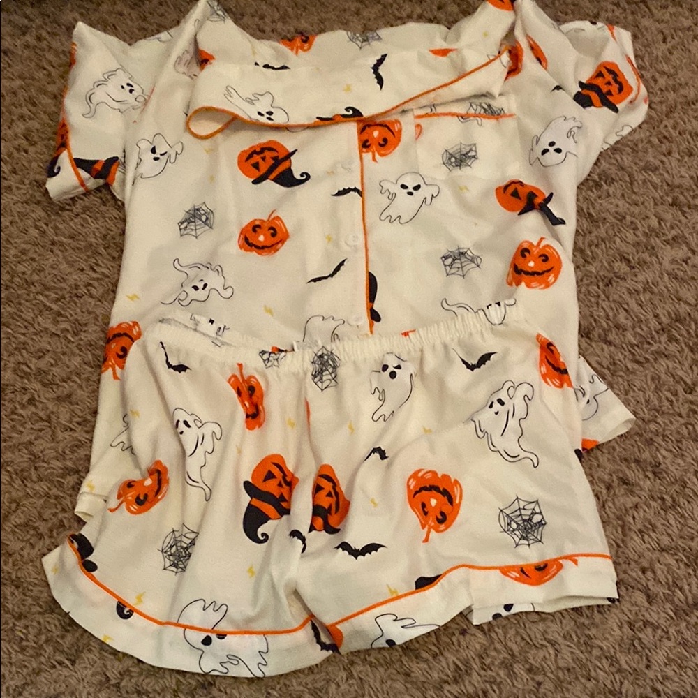 Kids Halloween Costume Pajama Set - White with Orange and Black Accents